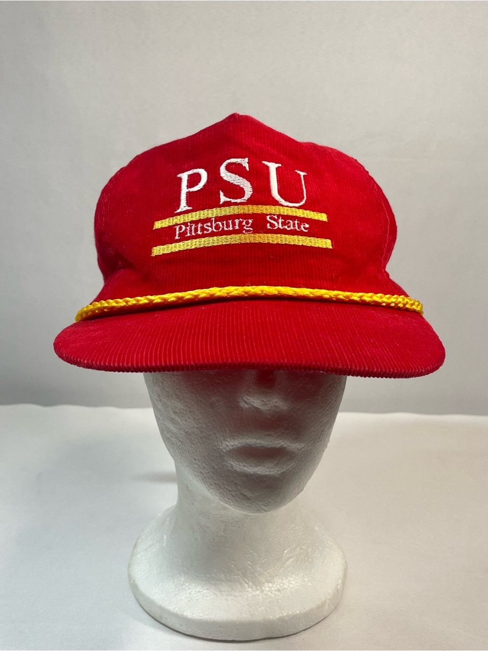 Classic Sportswear USA Vintage Pittsburg State PSU Red Corduroy Rope Hat Cap